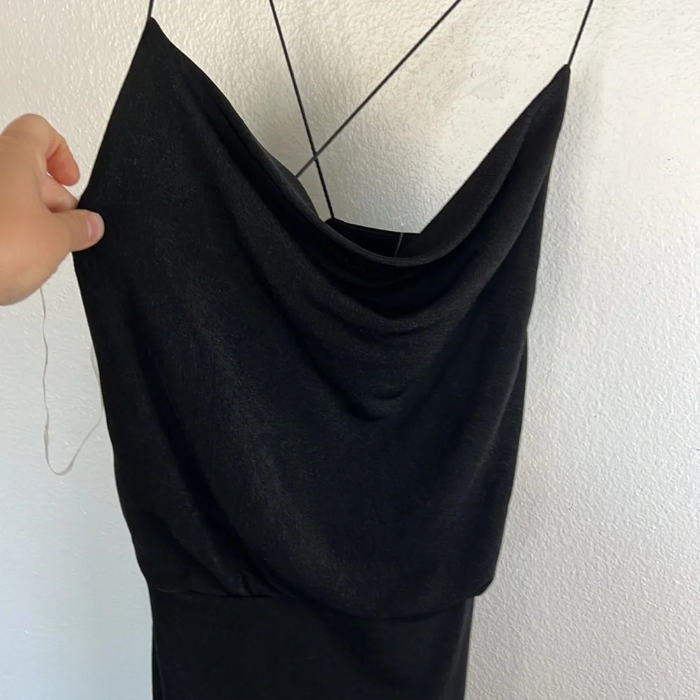 NWT Almost Famous Stretchy Strappy Mini Black Dress XS - Picture 3 of 7